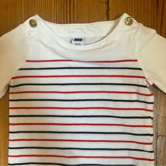Janie and Jack red blue striped 3/4 sleeve nautical button shirt SIZE 3/6M - Picture 2 of 4